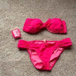 Victoria's Secret Hot Pink Bandeau Bikini Set